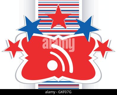 glossy web button with RSS feed sign vector Stock Vector