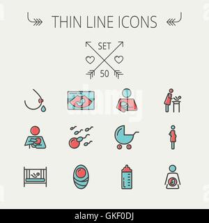 Medicine thin line icon set Stock Vector