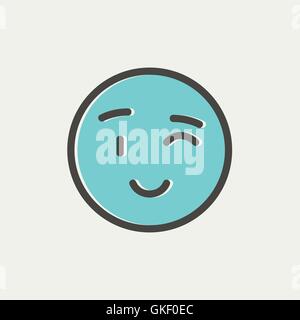 Winking emoticon thin line icon Stock Vector