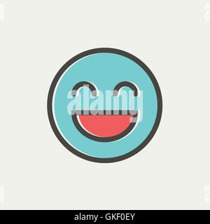 Cheerful emoji thin line icon Stock Vector