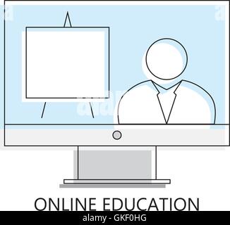 Thin line icon of online education form, online webinar. Modern Stock Vector