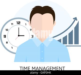 Flat design colorful vector illustration concept for time manage Stock Vector