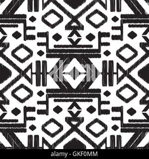 Vector abstract tribal black and white seamless pattern backgrou Stock Vector