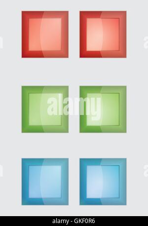 six color square badges or buttons Stock Vector