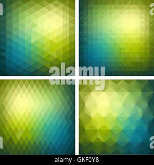 Abstract  geometric green background set Stock Vector