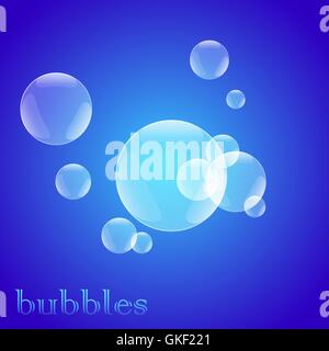 bright blue soap bubbles Stock Vector