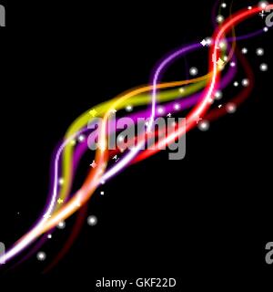 Vector illustration of colorful  abstract background with blurred magic neon light curved lines Stock Vector