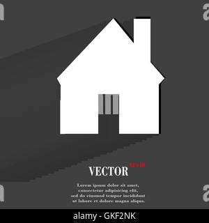 Home. Flat modern web button with long shadow and space for your text. Stock Vector