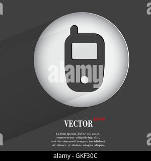 mobile. Flat modern web button with long shadow and space for your text Stock Vector