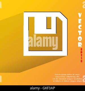 floppy disk. Flat modern web button with long shadow and space for your text Stock Vector