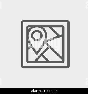Map pointer house thin line icon Stock Vector