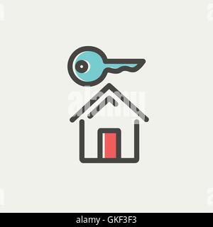 Key for house thin line icon Stock Vector