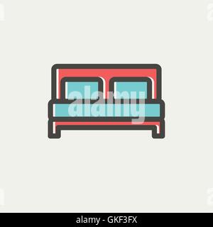 Double bed thin line icon Stock Vector