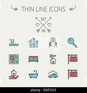 Real Estate thin line icon set Stock Vector