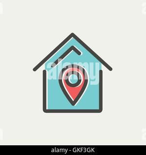 Location of the house thin line icon Stock Vector