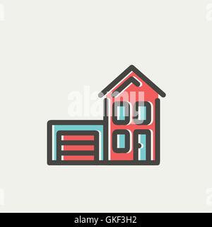 House with garage thin line icon Stock Vector