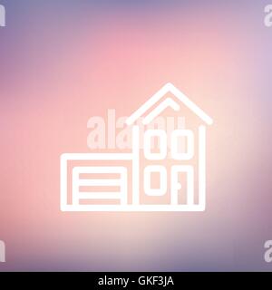 House with garage thin line icon Stock Vector