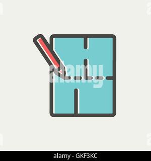 Background Drawing with Pencil thin line icon Stock Vector