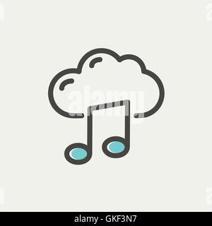 Music stream icon line cloud. Isolated symbol online education