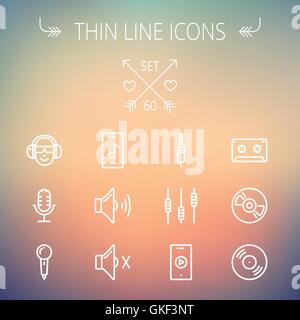 Music and entertainment thin line icon set Stock Vector