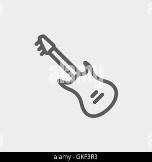 Vintage electric guitar thin line icon Stock Vector