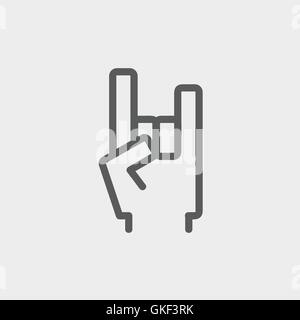 Rock hand thin line icon Stock Vector