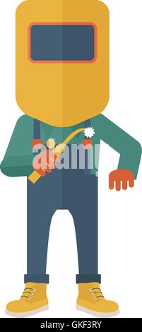 Man with welding mask. Stock Vector