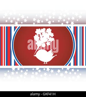 bird and flowers button, icon isolated on white vector Stock Vector