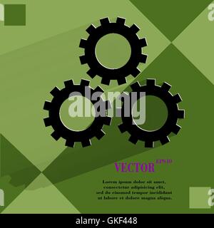 Settings Sign web icon on a flat geometric abstract background Stock Vector