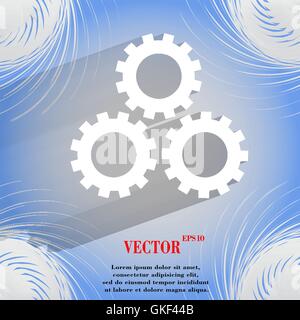 Settings Sign web icon on a flat geometric abstract background Stock Vector