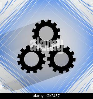 Settings Sign web icon on a flat geometric abstract background Stock Vector