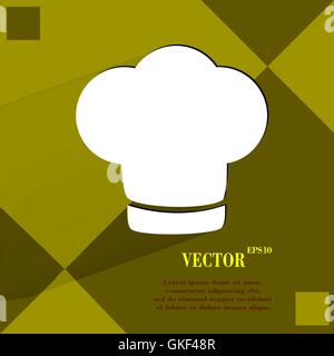 Chef cap. Cooking. Flat modern web button  on a flat geometric abstract background Stock Vector