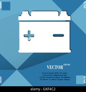 Car battery. Flat modern web button on a flat geometric abstract background Stock Vector