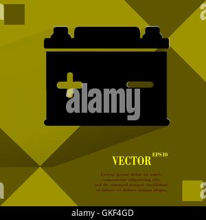 Car battery. Flat modern web button on a flat geometric abstract background Stock Vector