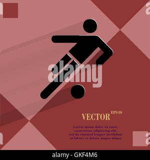 football player. Flat modern web button   on a flat geometric abstract background Stock Vector