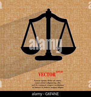 Scales balance. Flat modern web button on a flat geometric abstract background Stock Vector