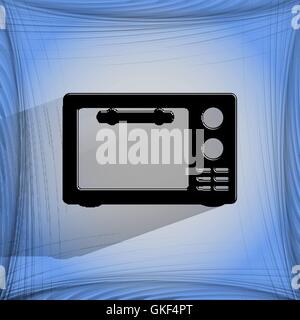 microwave. kitchen equipment. Flat modern web button  on a flat geometric abstract background Stock Vector