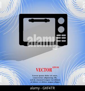 microwave. kitchen equipment. Flat modern web button  on a flat geometric abstract background Stock Vector