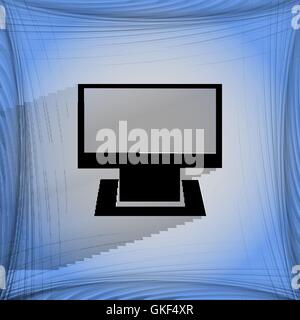 Computer. Flat modern web button on a flat geometric abstract background Stock Vector