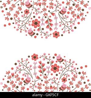 Set of vector floral frames. Cute collection of wreaths made of hand drawn leaves and flowers. Vintage set for invitations. save the date cards and other design. Stock Vector