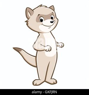 Vector illustration of ferret . Smiling cartoon character Stock Vector