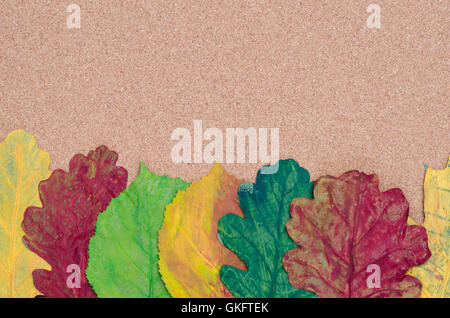 multicolored painted fall leaves composition Stock Photo