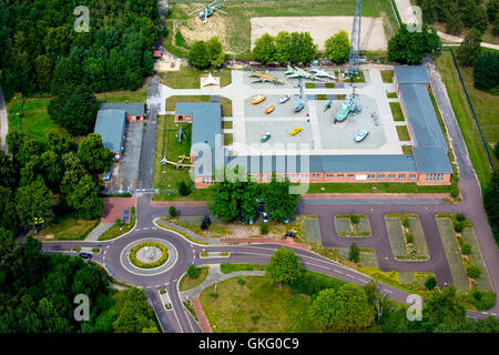 Aerial view, Aviation Technical Museum Rechlin with outdoor exhibition space, Müritz, Rechlin, Mecklenburg Lake District Stock Photo