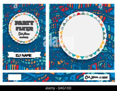 Club Flyers with copy space and hand drawn pattern. Vector illustration. Stock Vector