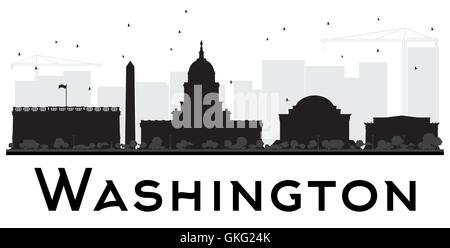 Washington DC City skyline black and white silhouette. Vector illustration. Simple flat concept for tourism presentation, banner Stock Vector