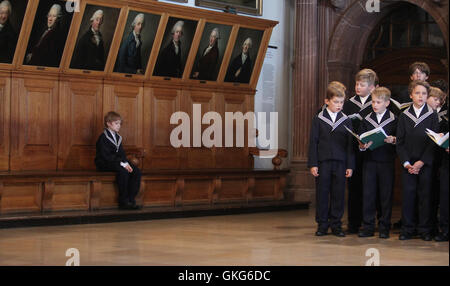 Leipzig, Germany. 20th Aug, 2016. The Thomaner choir singing at the old city hall in Leipzig, Germany, 20 August 2016. Gotthold Schwarz was officially installed during a ceremonial act at the city hall. PHOTO: SEBASTIAN WILLNOW/dpa/Alamy Live News Stock Photo