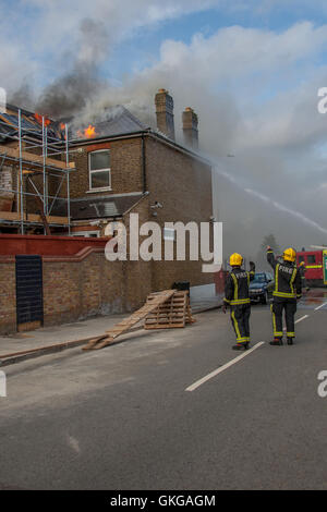 Six fire engines and a height platform tackle a house fire in Havering ...