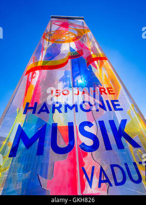 Colorful advertising column in Vaduz, Liechtenstein, Europe Stock Photo