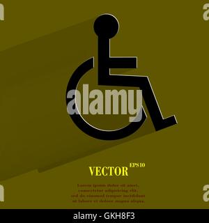 disabled. Flat modern web button with long shadow and space for your text. Stock Vector