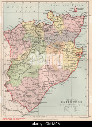 'County of Caithness'. Caithness-shire. Parishes. BARTHOLOMEW, 1891 old map Stock Photo